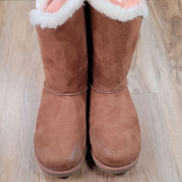 💜SO Brown & Cream Faux Fur Lined Junebug Boots Size 10 - Picture 3 of 15